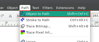 Convert the text to a path.